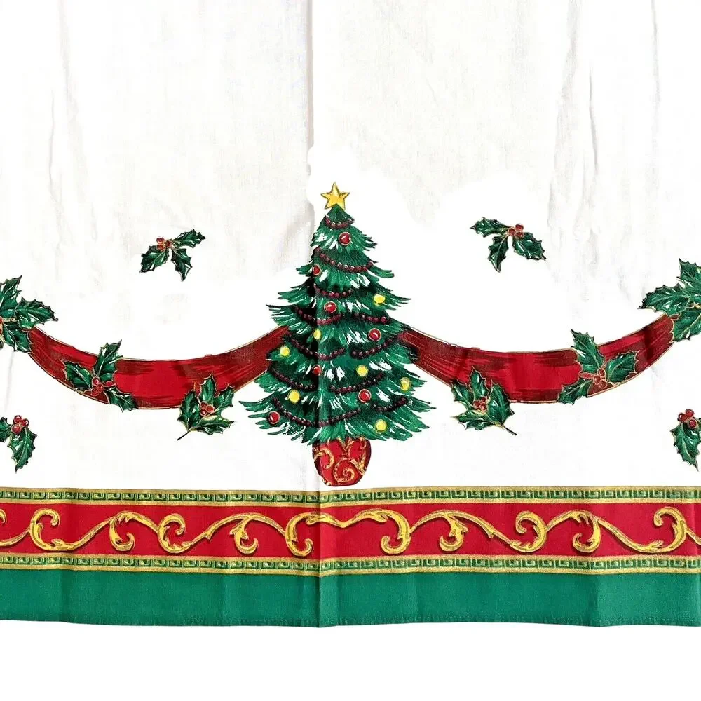 Christmas Tablecloth Cotton Blend Festive Holiday Table Cover Large Rectangle